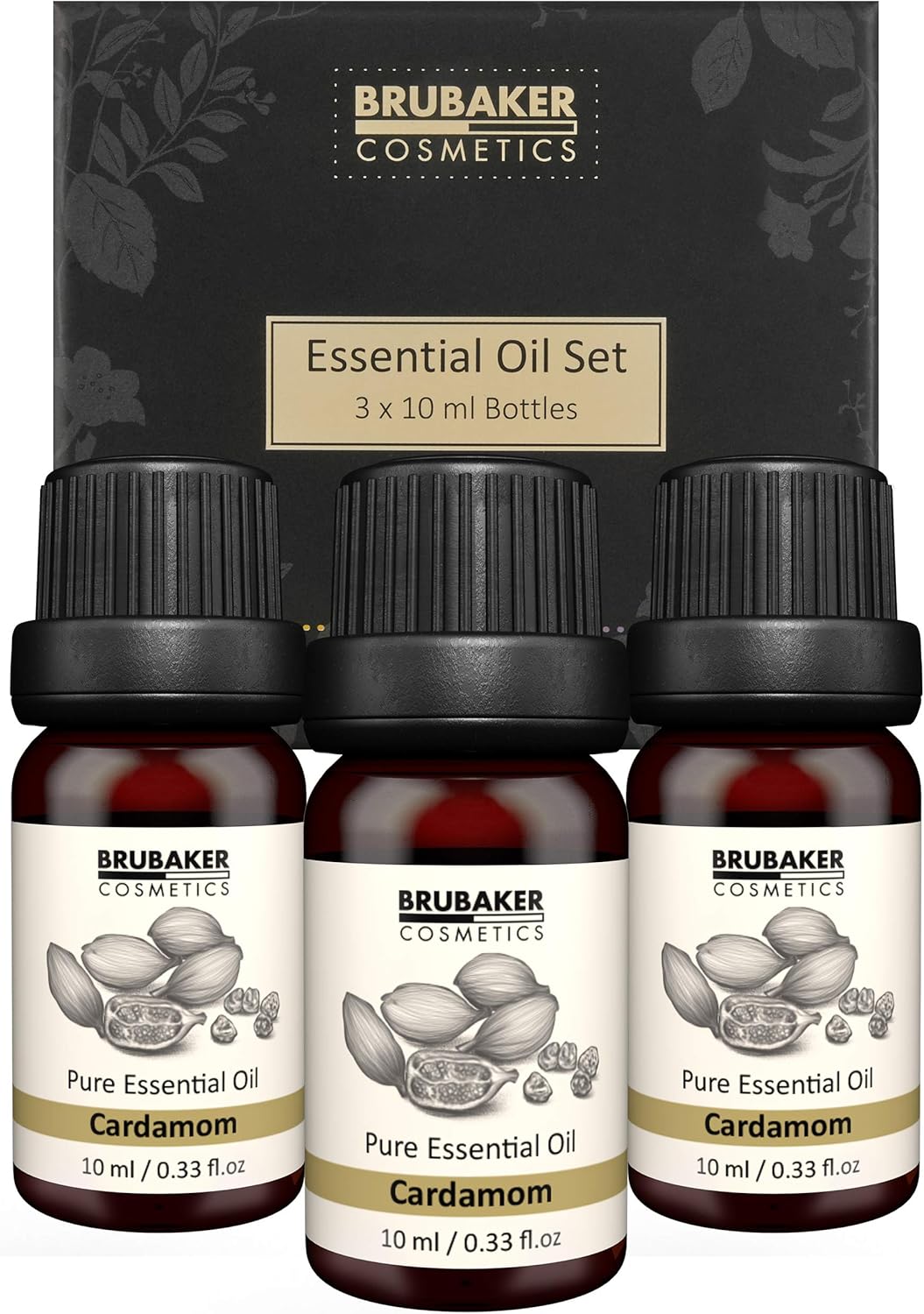 BRUBAKER Cosmetics Set of 3 Cardamom Oil - Essential Oils Aromatherapy Gift Set 3 x 10 ml Vegan