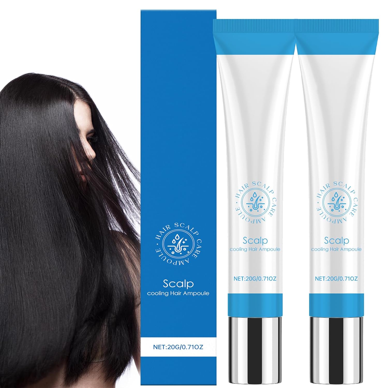 2 x Scalphy Hair Serum, Seapuri Scalp Serum, 20 ml Hair Growth Ampoule with Cooling Effect, Rollerball Hair Essences for Keeps Scalp Clean, Improves Hair Shine, Not Greasy