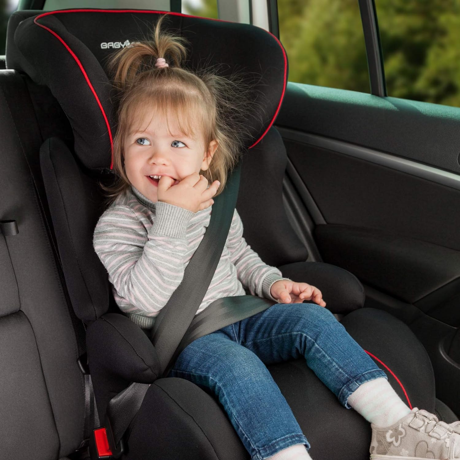 BABYLON Baby Car Smart Car Seat Group 2/3 Child Seat 15-36 kg (3 to 12 Years) Child Seat Car Seat Adjustable Headrest ECE R44/04 Black