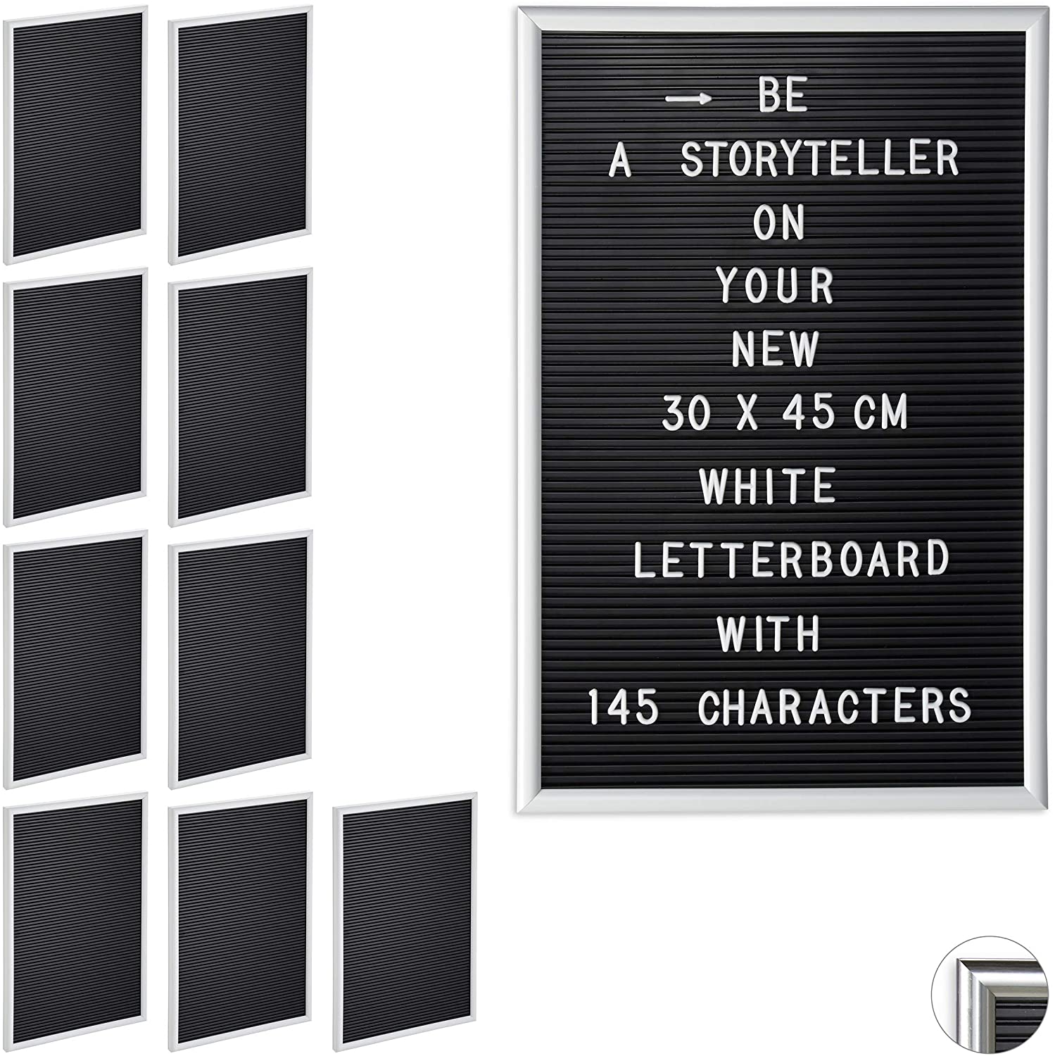 10 X Letterboards With Frame, 145 Letters, Numbers And Special Characters, 