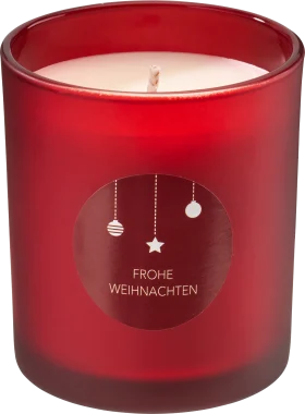 Decorating & Furnishing Scented candle in a glass \"Merry Christmas\", red, 1 pc