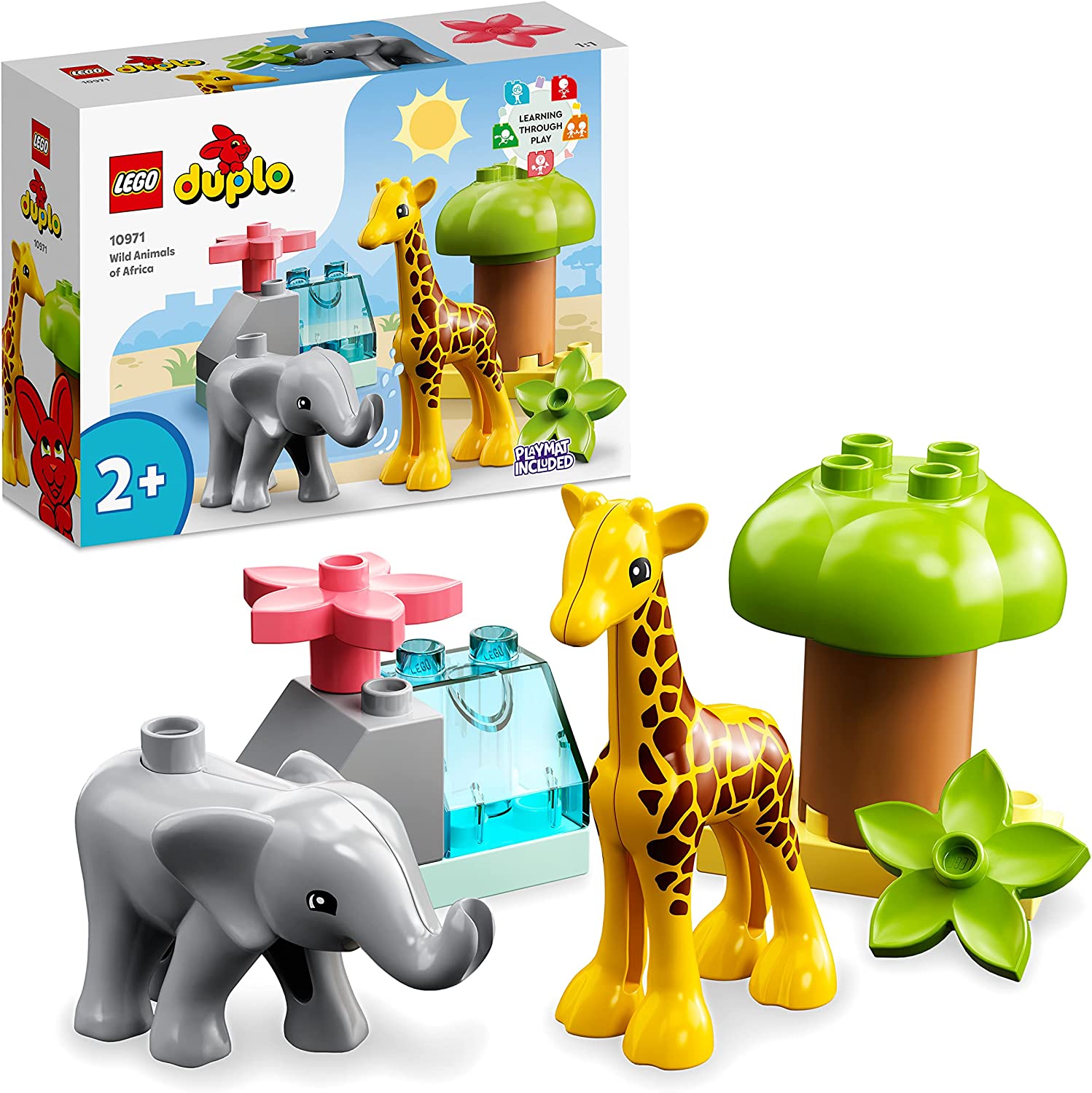 LEGO 10971 DUPLO Wild Animals Africa Toy Set for Toddlers with Animal Figures and Play Mat, Educational Toy from 2 Years