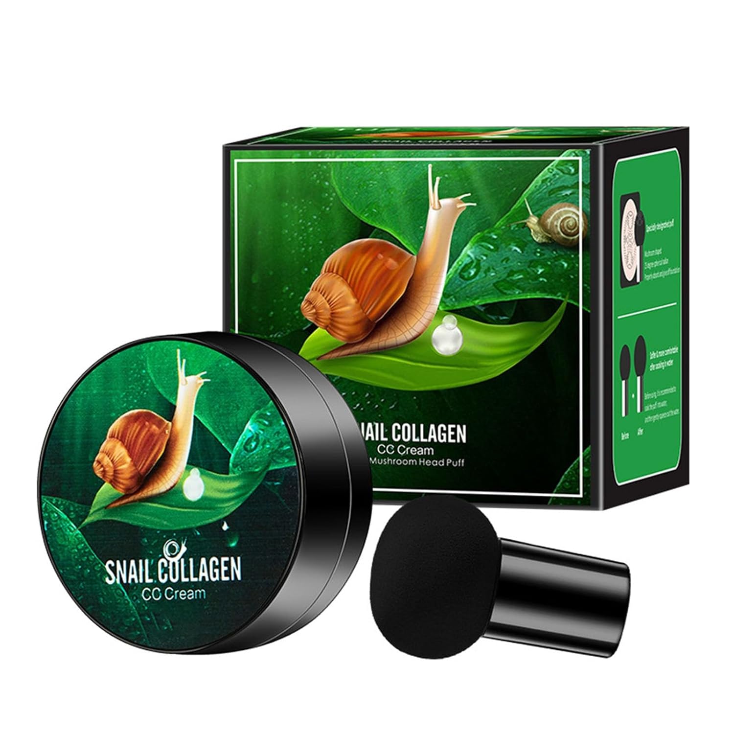 Snail Collagen CC Cream Air Cushion CC Cream BB Concealer Oil Control Concealer Moisturizing Foundation Liquid Brightening Skin Cream Snail Moisturizing Foundation Up (Lvory White, 15 g)
