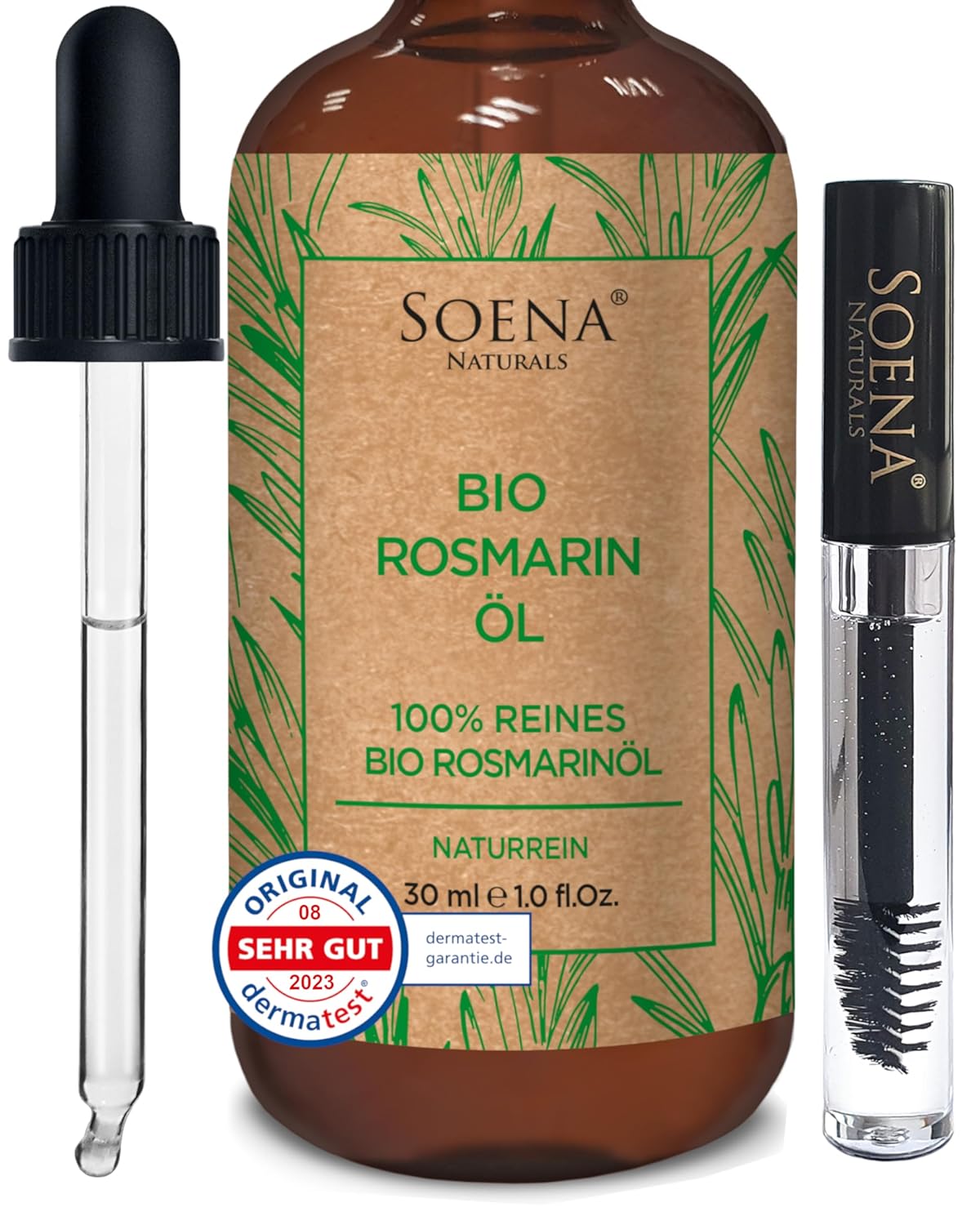 Introductory Price - 100% Organic Rosemarine Oil | Promotes Hair Growth - With Eyelash Bottles | Natural & Pure - Hair Oil for Hair Loss - High Dose - Essential Oil - Rosemary Oil Hair