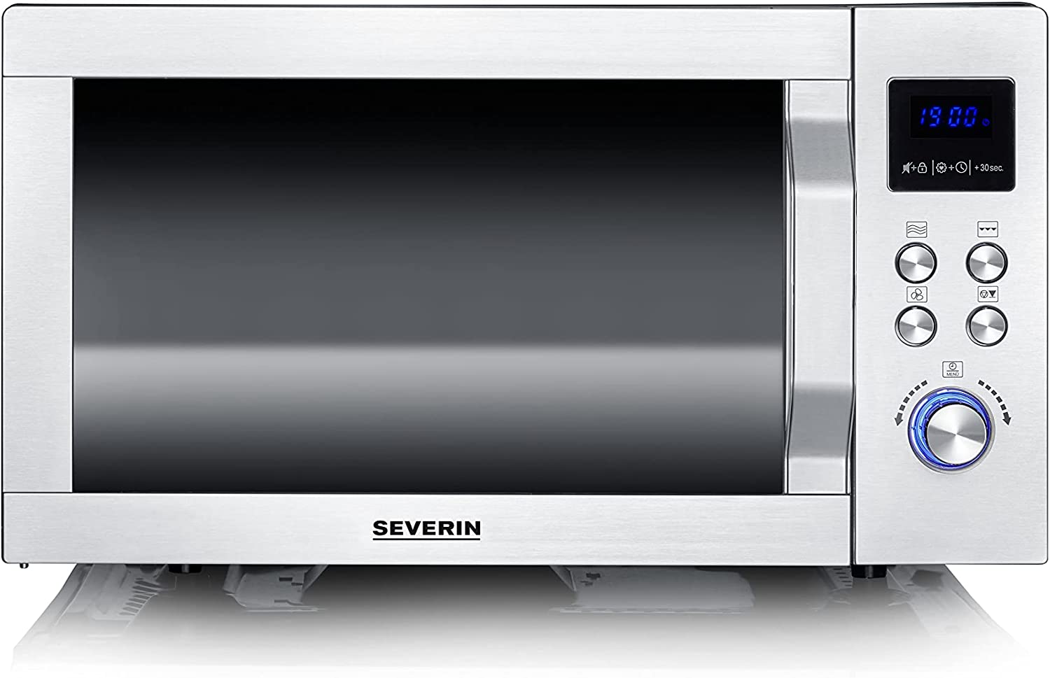 SEVERIN 7777 3-in-1 Mikrowelle mit Keramikboden, Edelstahl/Schwarz-matt