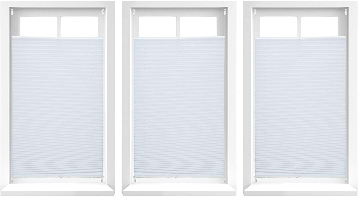 3X Pleated Blind Folding Opaque, Blind White Klemmfix Without Drilling, For