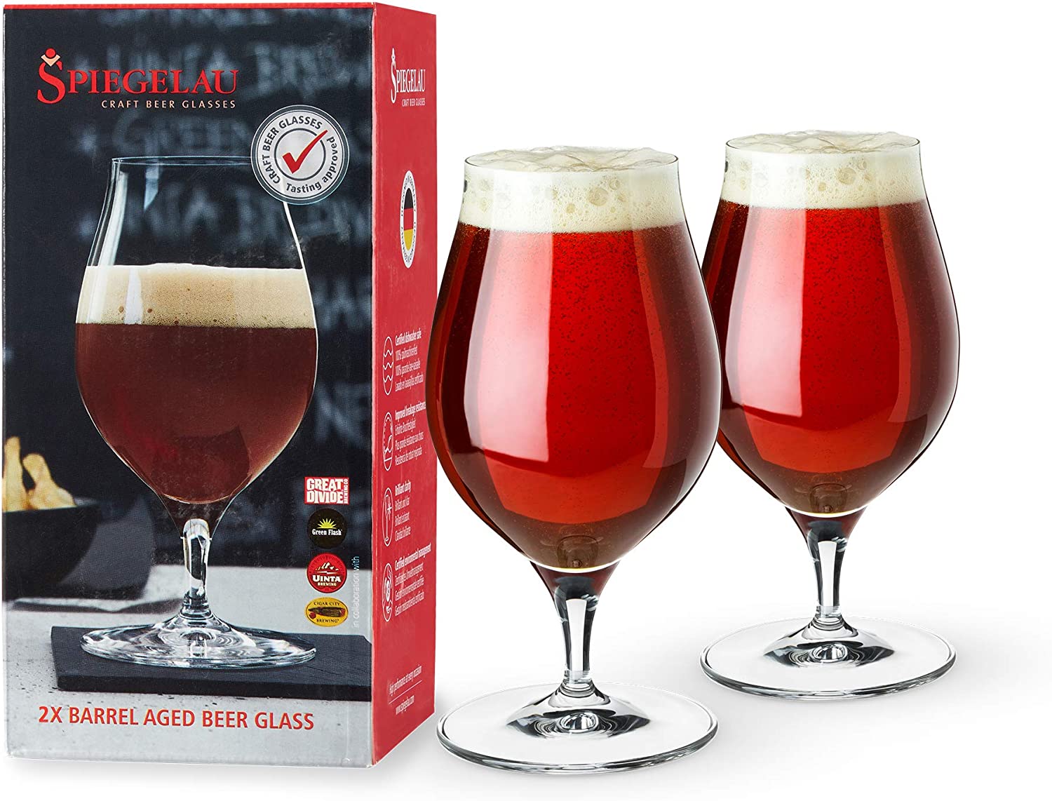 Spiegelau & Nachtmann, Set of 2 Kraft Beer Glass Barrel Aged Beer Crystal Glass 17oz Craft Beer Glasses