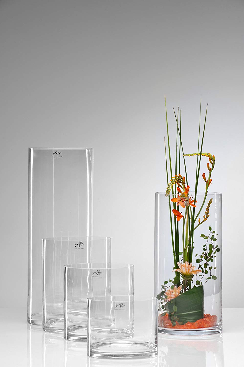 Glass vase Cyli cylindrical clear 10 cm Ø 15 cm cold cut by Sandra Rich