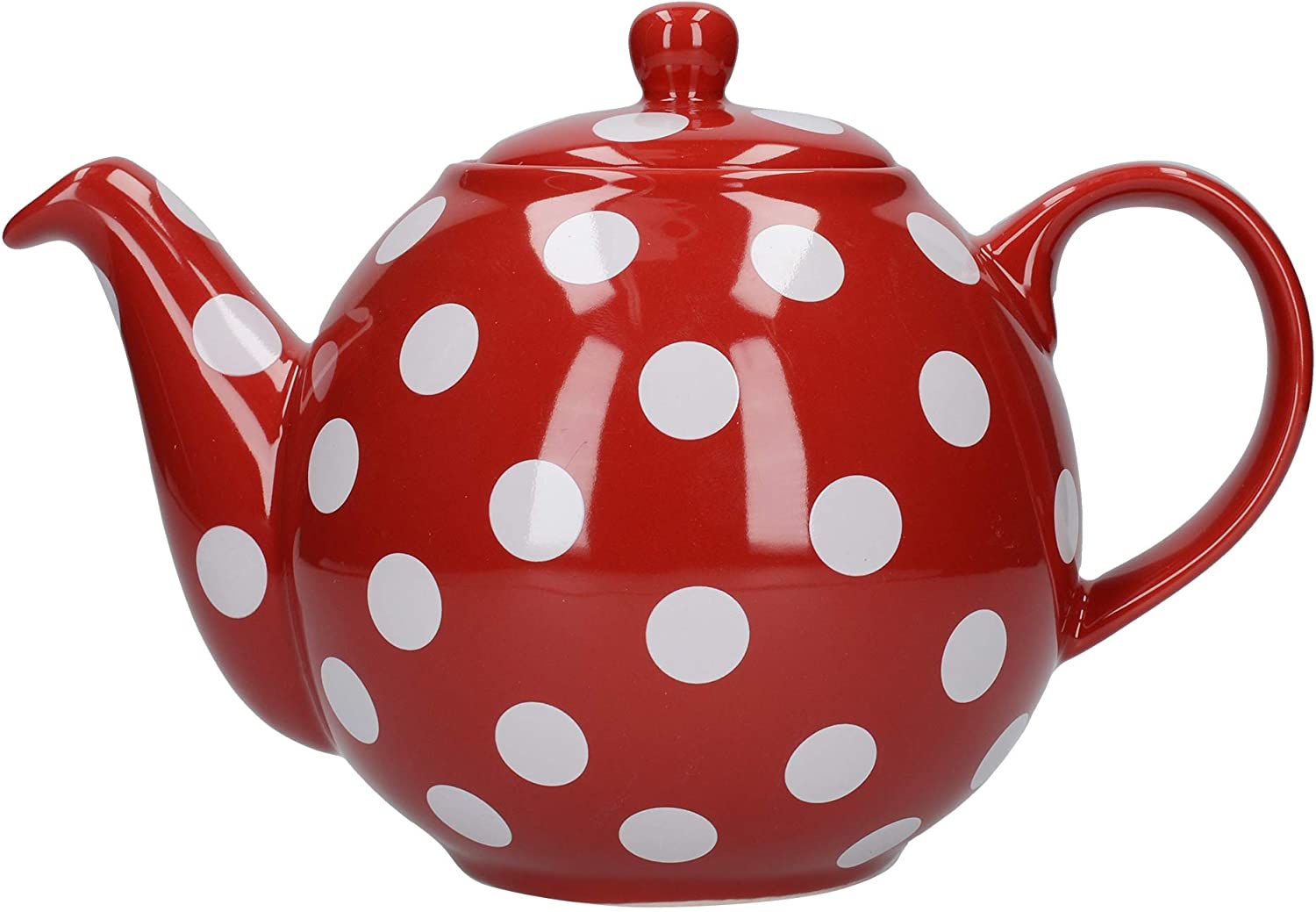 London Pottery 4 Cup Globe Teapot, Red with White Spots