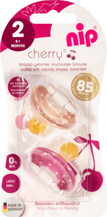 NIP Pacifier Cherry Latex salmon/pink Gr.2, from 6 months, 2 pcs
