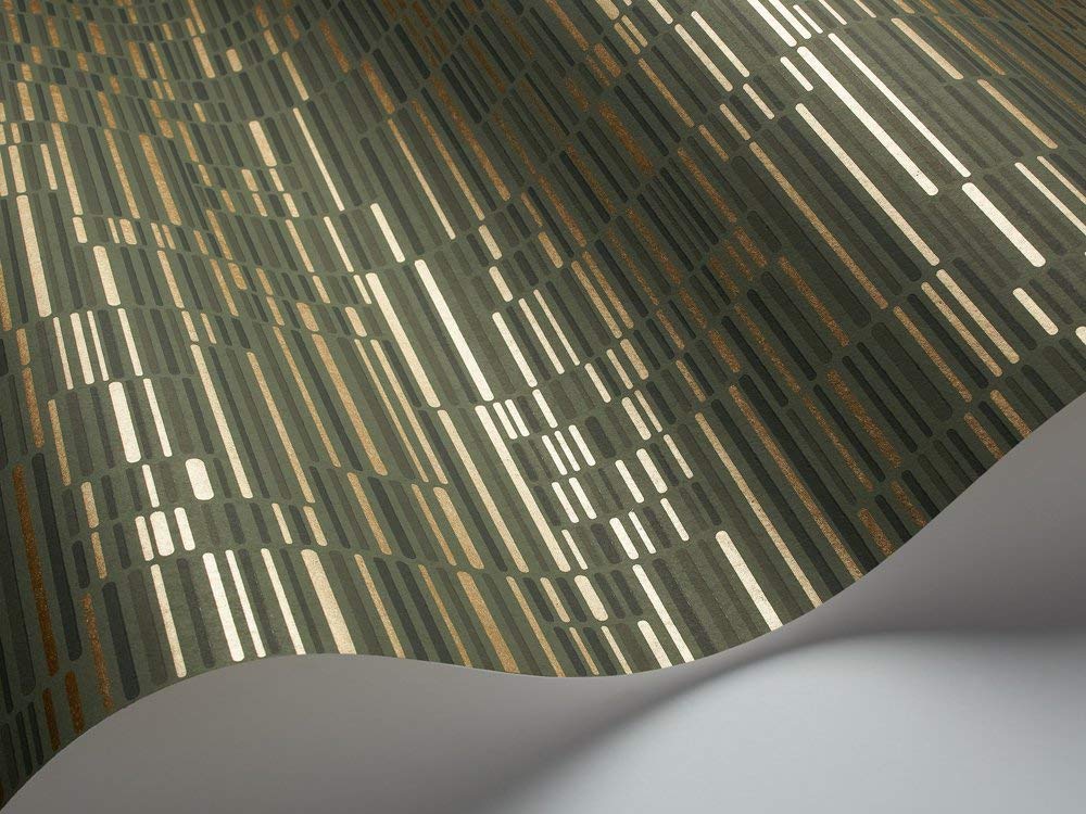 Oxford 1212 Horizontal Stripes Non-Woven Wallpaper Gold Green