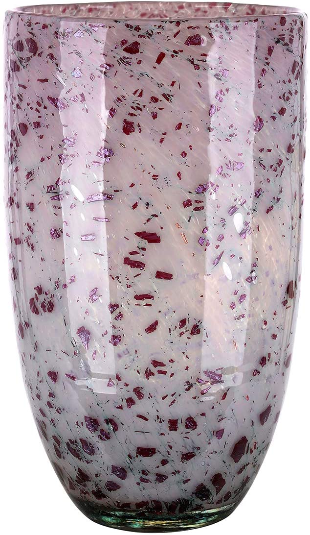 GILDE GLAS Art Design Vase Glass Decorative Object in Antique Pink Burgundy Height 29 cm