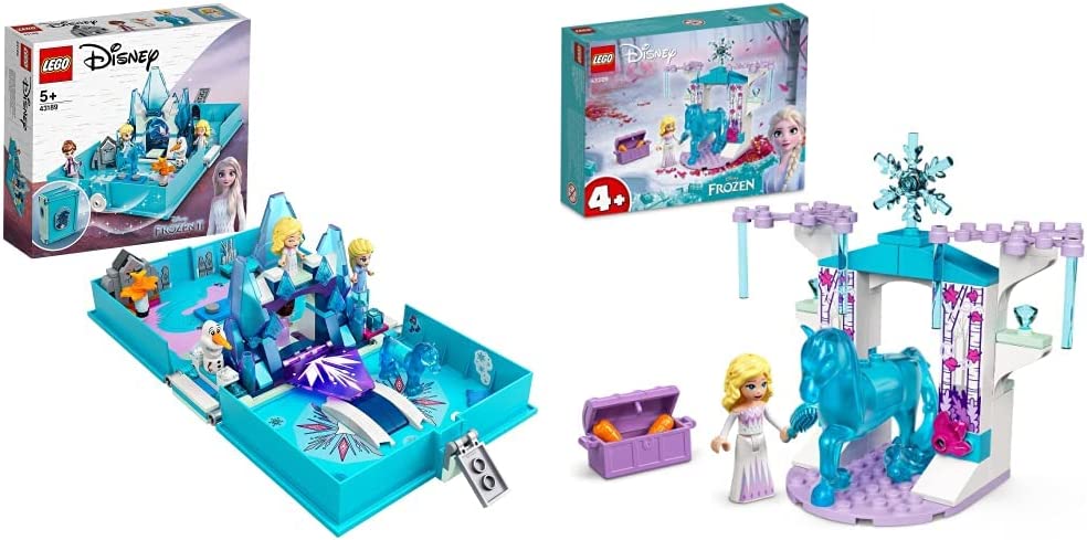 LEGO 43189 Disney Frozen 2 Elsa\'s Fairytale Book, Travel Toy with Nokk and Olaf & 43209 Disney Princess Elsa and Nokks Ice Cream Hutch from Frozen