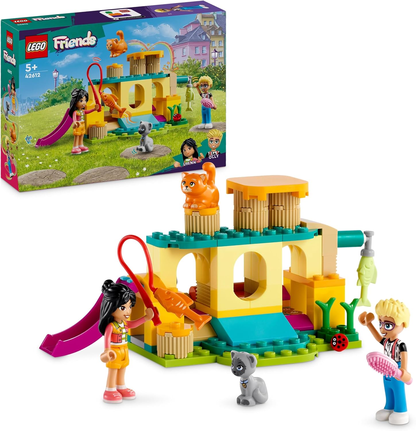 LEGO Friends Adventures on the Cat Playground Set with Toy Animals and Figures Including Olly, Liann and 2 Cat Figures, Gift for Girls and Boys from 5 Years 42612