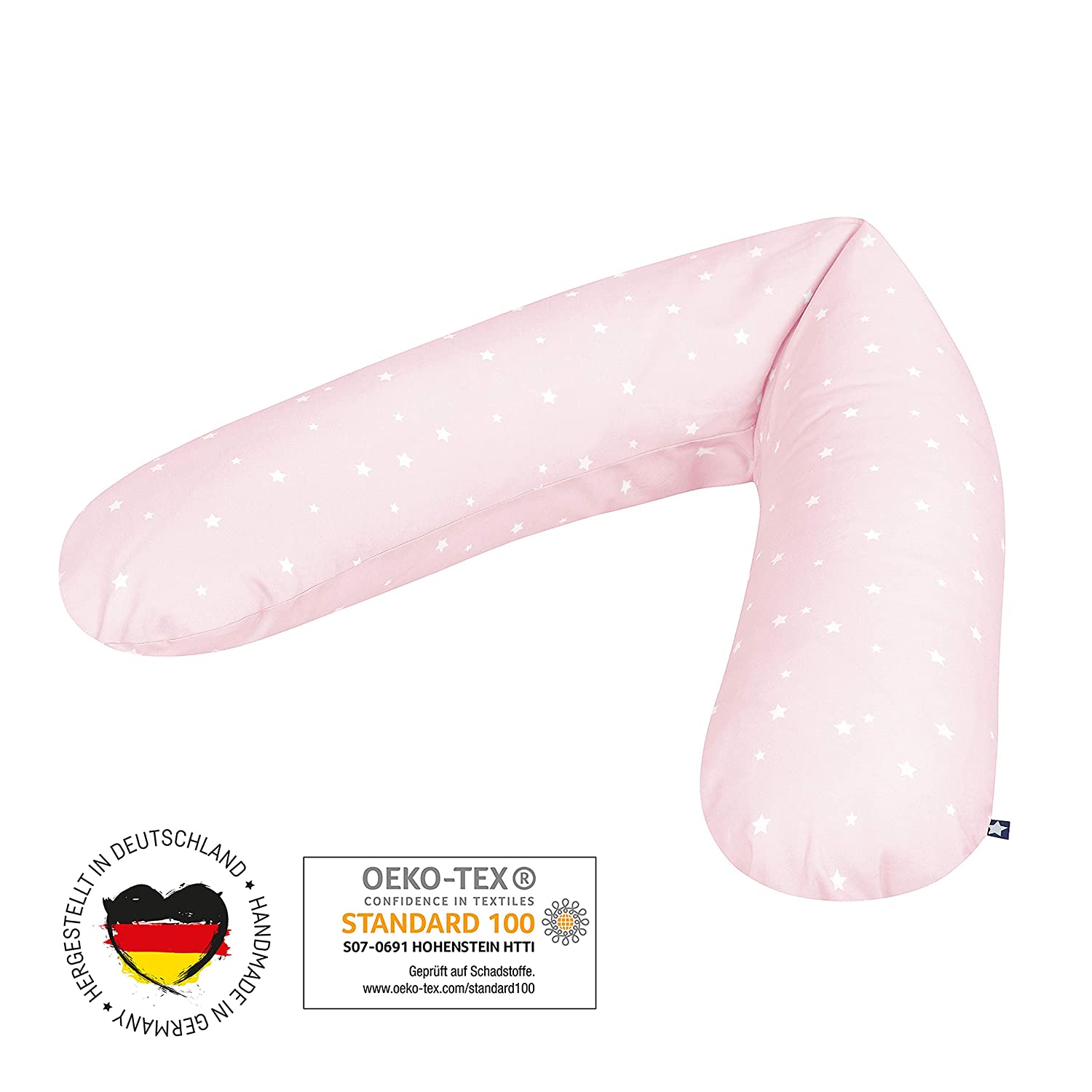 Julius Zöllner Nursing Pillow / Pregnancy Pillow / Positioning Pillow / Especially Comfortable and Smooth Flake Filling Approx. 180 cm Star Pink