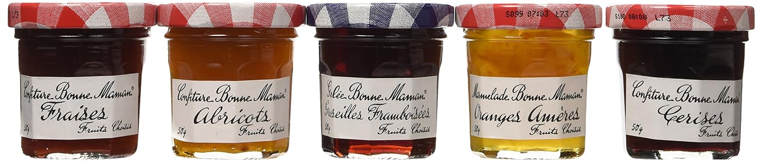 French assortment jam, strawberries, apricots, raspberries, orange bitters, cherries - assortiment co