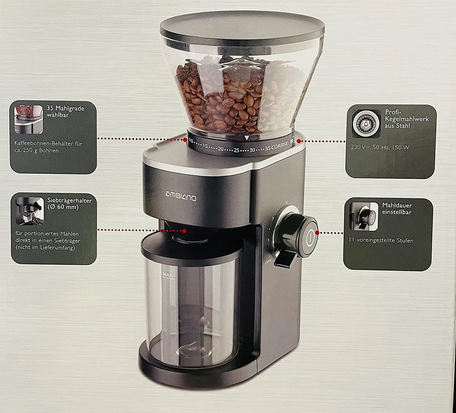 Ambiano Coffee Grinder Electric Grinder for Home Barista
