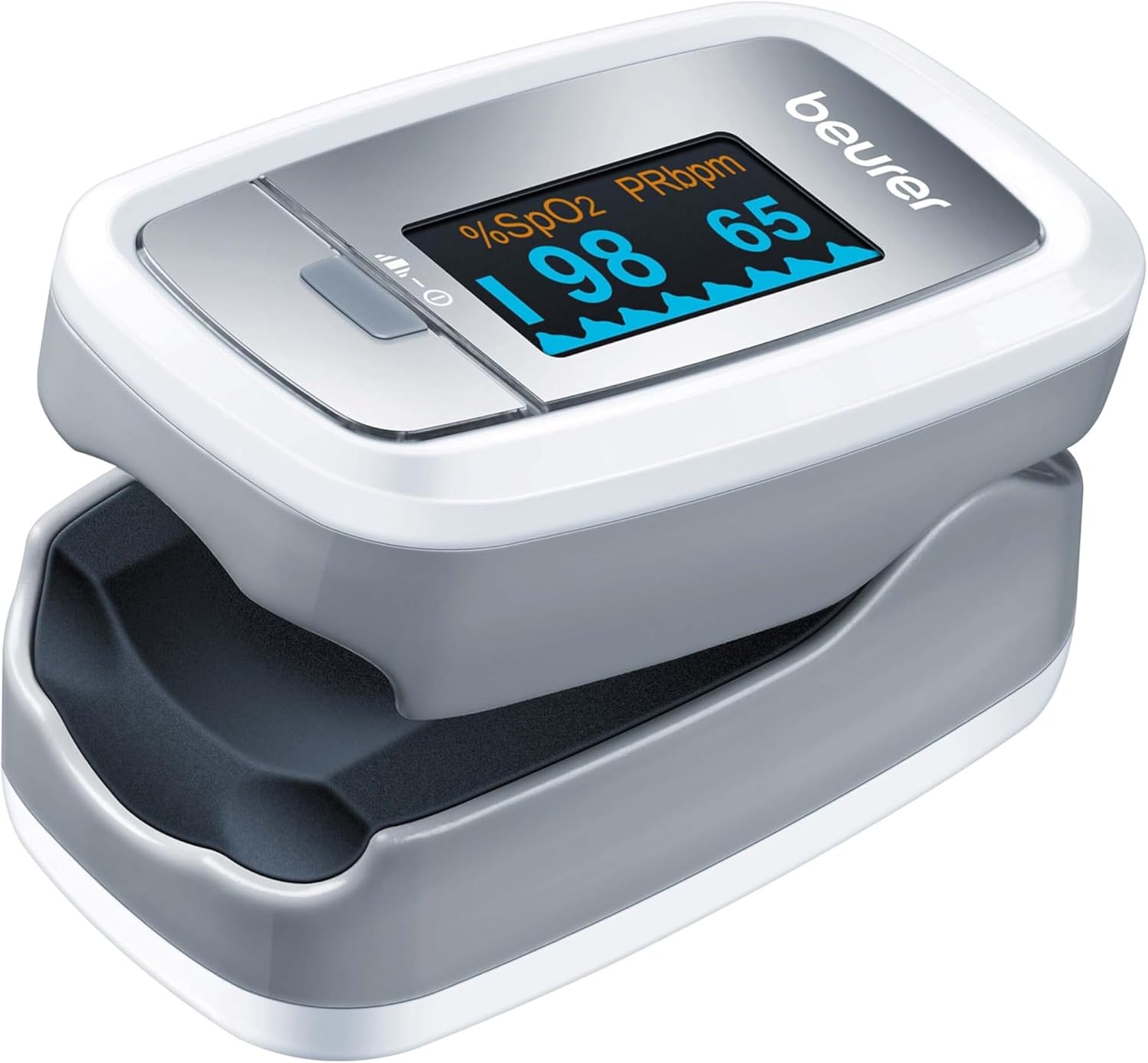 Beurer PO 30 Pulse Oximeter, Measure Oxygen Saturation (SpO₂) and Heart Rate (Pulse), Finger Oximeter with Color Display, Painless Use on Finger, 6.1 x 3.6 x 3.2 cm, White