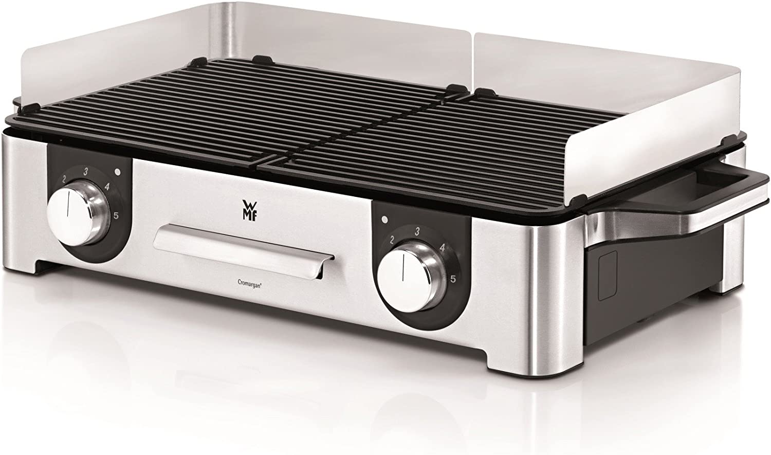 WMF Lono Family Grill, 24 W, 2 Separately Adjustable Grill Surfaces, Cromargan Matt/Silver