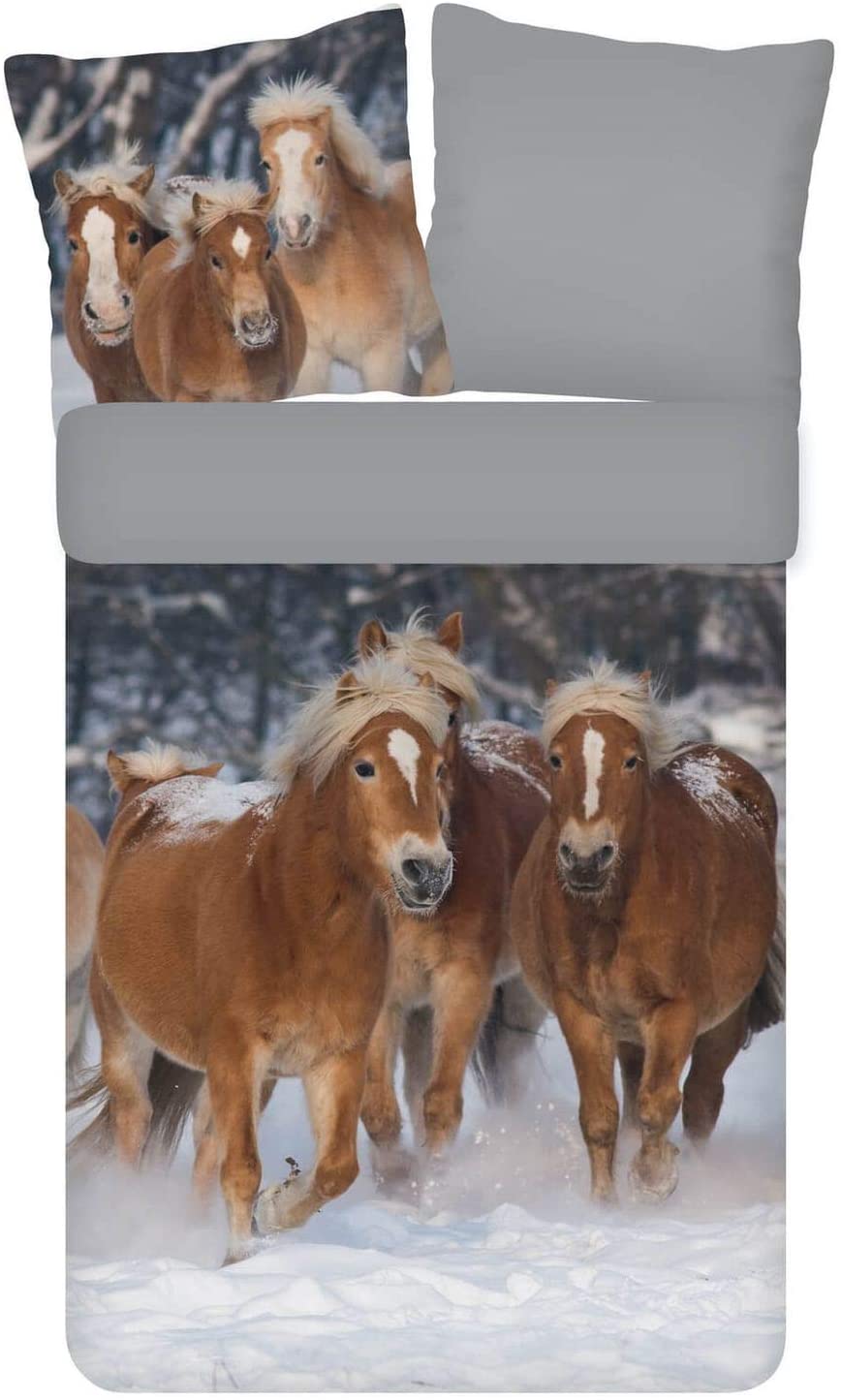 Espico Trendy Bedding Horses Haflinger Snow Winter Fur Reversible Flannel S