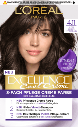 Excellence Hair Color Cool Cream Medium Brown 4.11, 1 pc