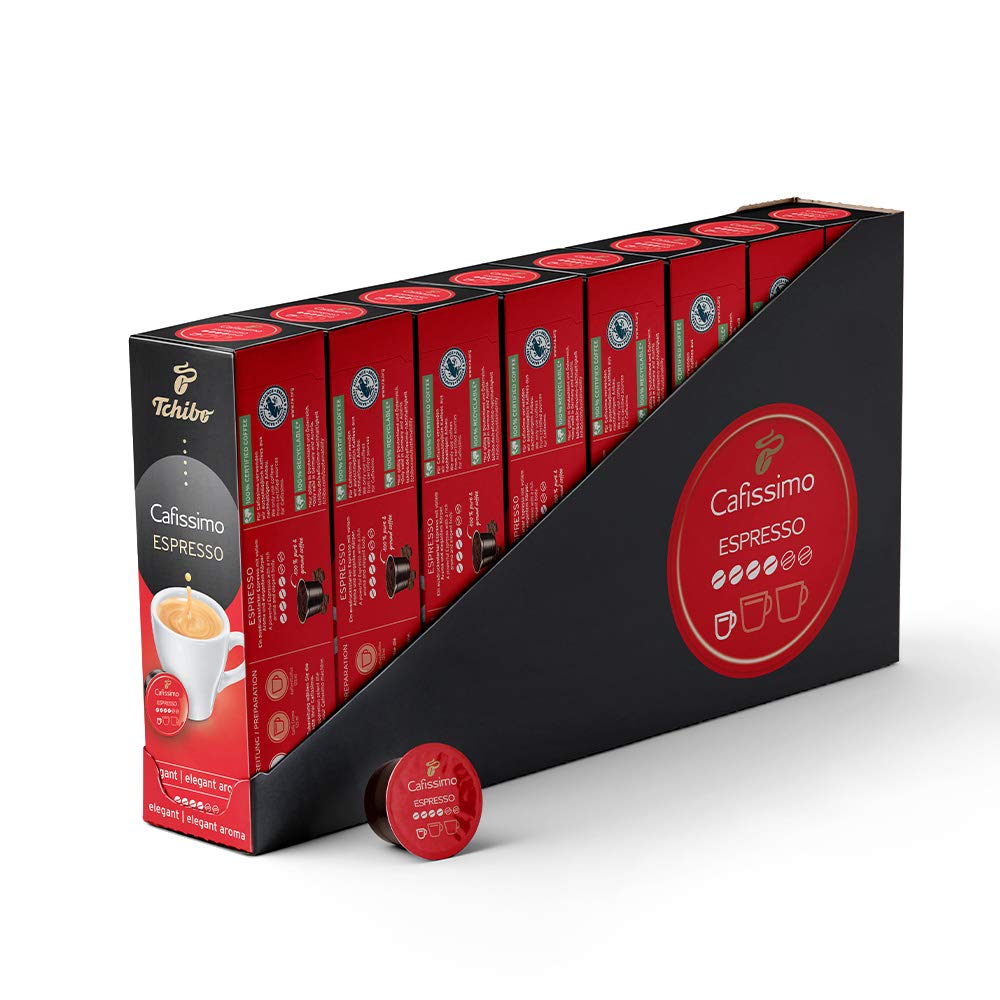 Tchibo Cafissimo storage box Espresso elegant coffee capsules– 80 pieces - 8x 10 capsules (espresso, expressive with full aroma), sustainably & fairly traded