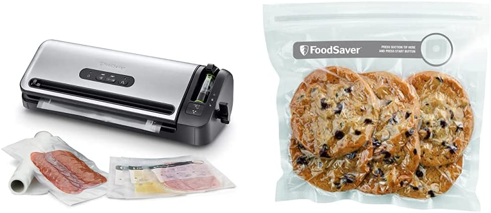 Foodsaver Compact vacuum sealing system with roller bearing and FVB015X fresh bag, plastic