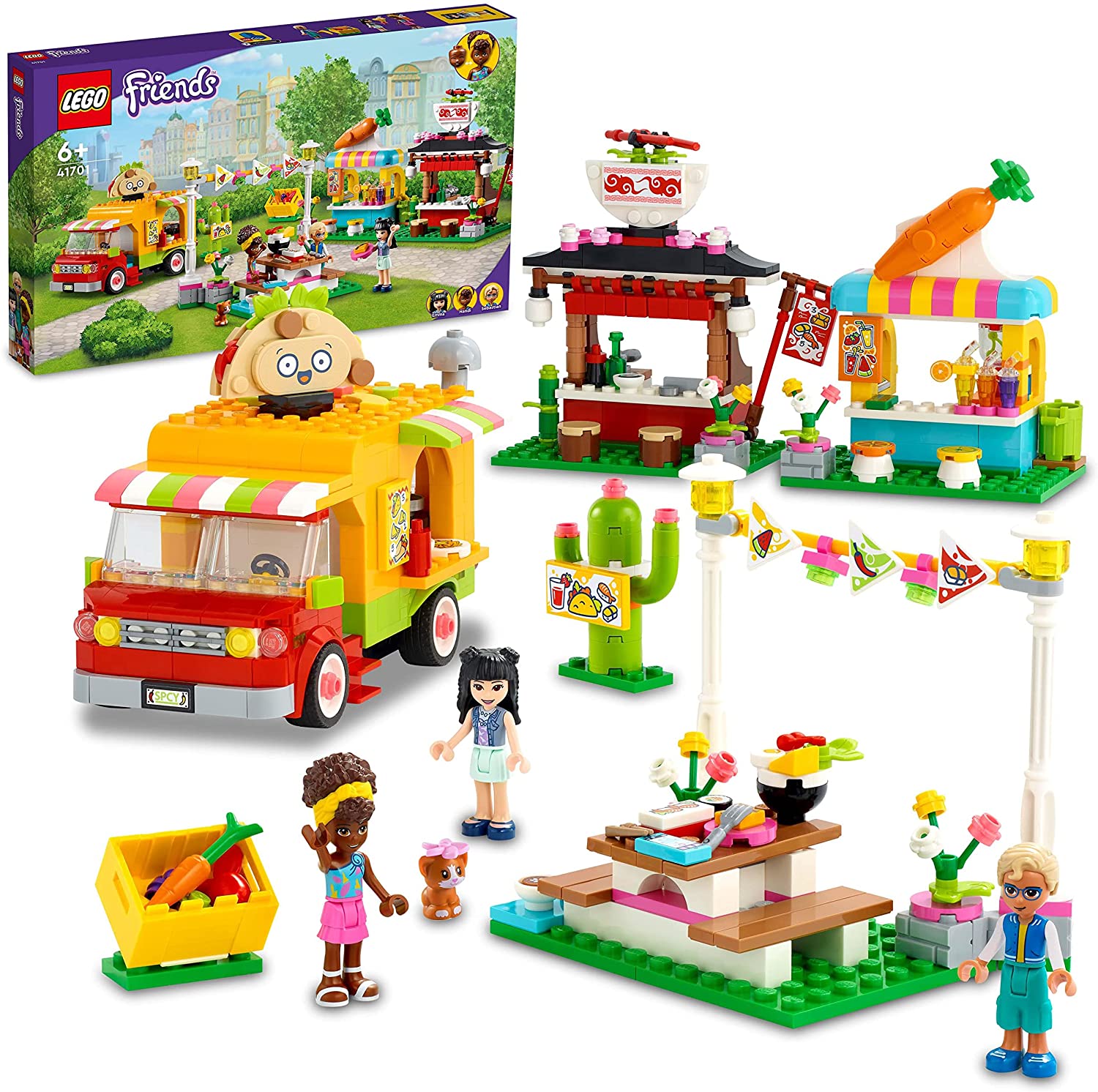LEGO 41701 Friends Streetfood-Markt mit Taco-Truck und Smoothie-Bar, Kreati