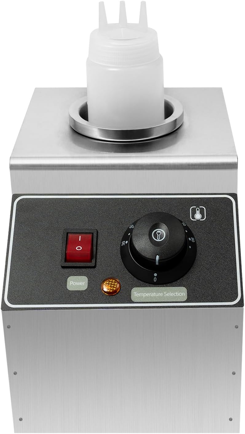 Sauce Warmer, 1 Stainless Steel Squeeze Bottle 680ml Sauce Bottle Keeps Warm 30-85 Degrees Celsius 80W for Ketchup, Chocolate Sauce, Cheese Sauce