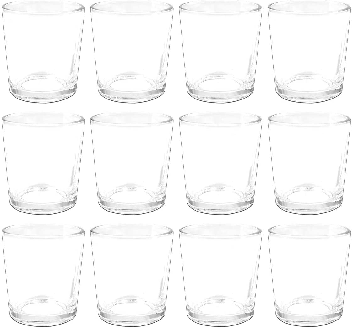 BigDean Tea Light Glasses Set of 12 Funnel Shape 7 x 5.5 cm (H x ) Clear Glass for Table Decoration, Wedding Decoration, Party Decoration, Desserts