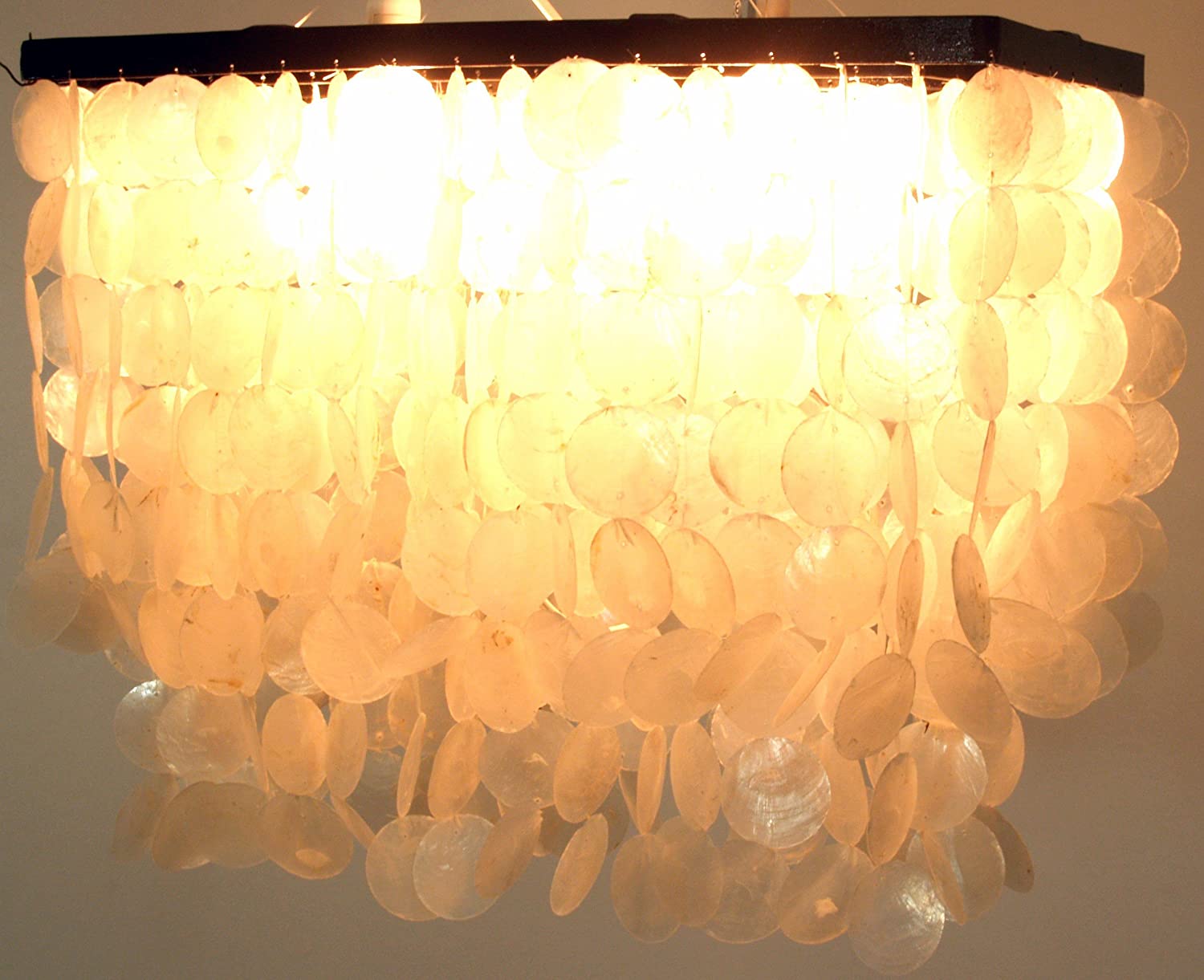 Guru-Shop Hispaniola Ceiling Lamp, Shell Light Made Of Hundreds Capiz, Moth