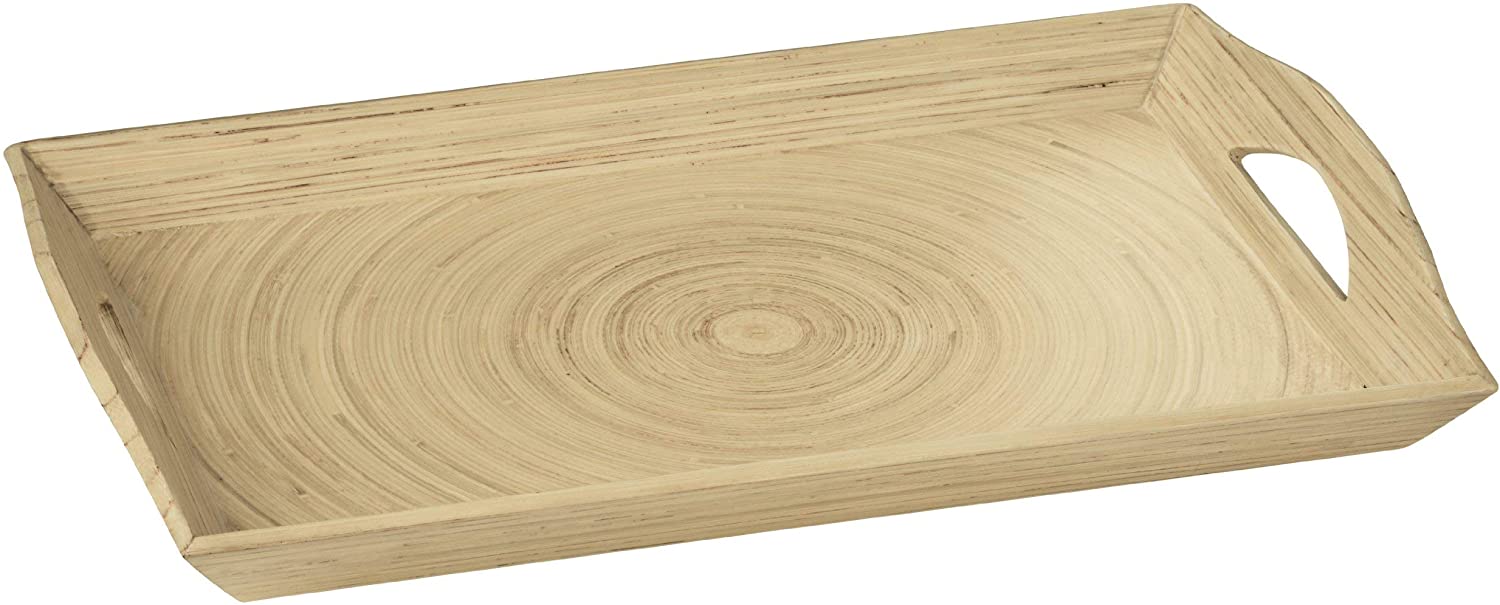 Premier Housewares Kyoto Spun Bamboo Serving Tray, 7 x 45 x 30 cm - Natural