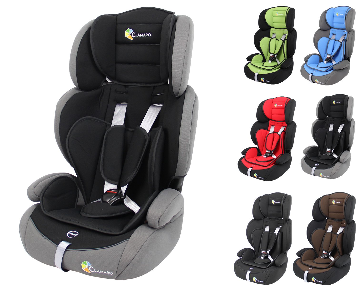 Clamaro Guardian Child Car Seat 9-36 kg Growing with Child Car Seat for Children from 1-12 Years Group 1/2/3 ECE R44/04 Grey / Black