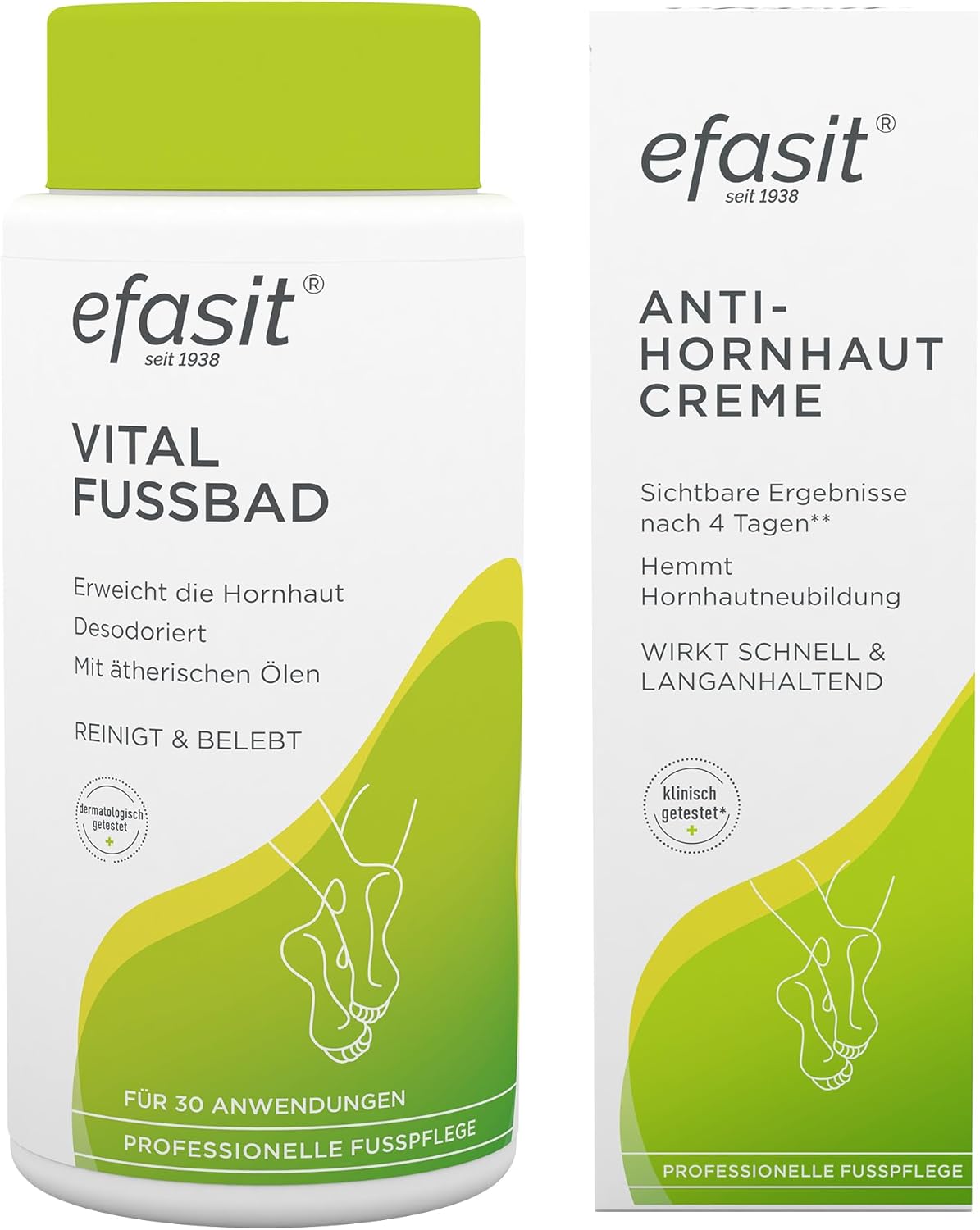 efasit Callus Set - Foot Care Basics with efasit Vital Foot Bath as a Basic Callus Bath Additive and efasit Anti-Callus Cream with Acid Complex; 400g & 75ml