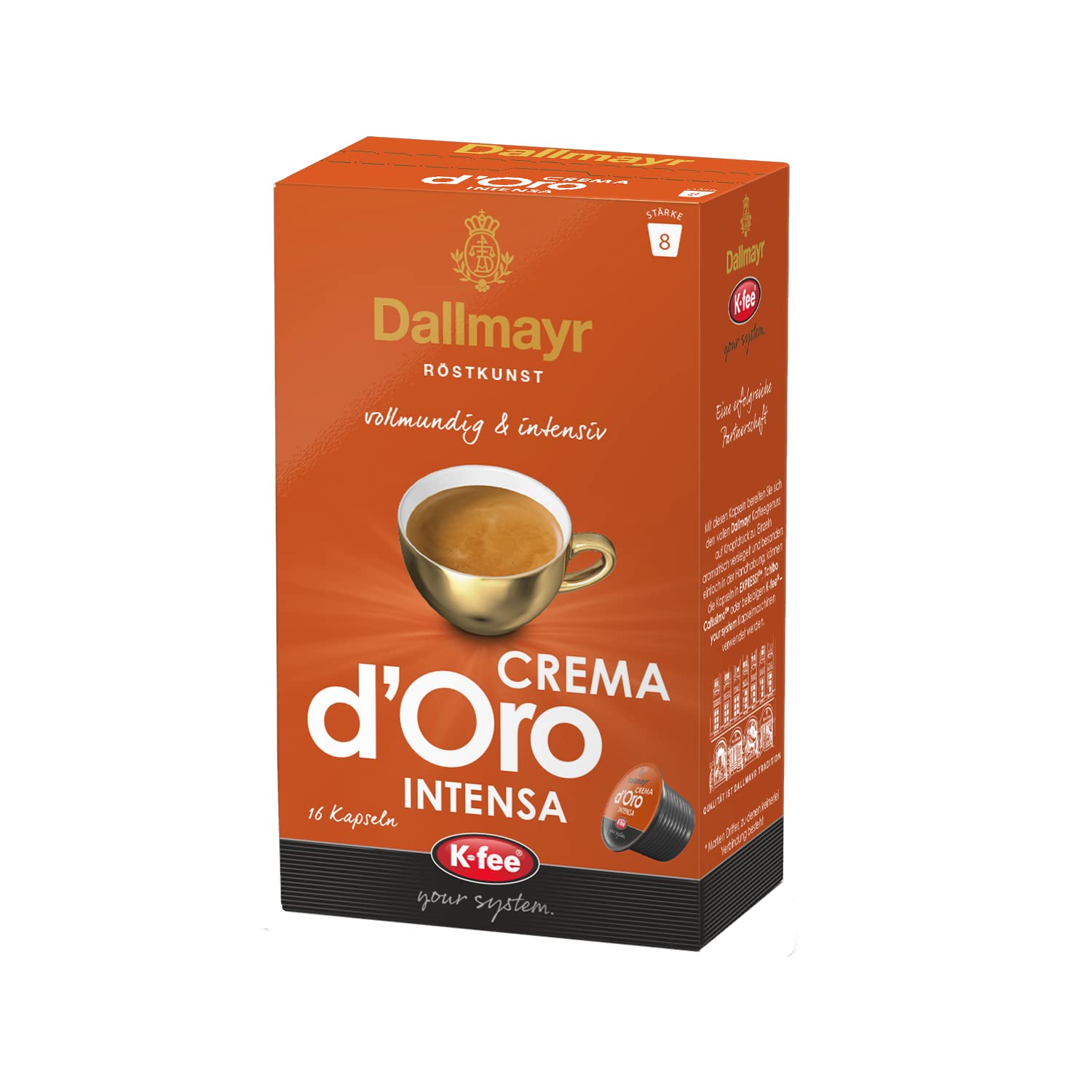 Dallmayr Cream d\'Oro Intensa Coffee Capsules, 96 Pieces, Compatible with Tchibo Cafissimo (R)*, Pack of 6 (6 x 16 Items)