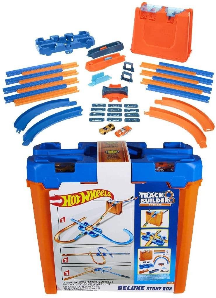 Hot Wheels Ggp93 Track Builder Mega Stunt Box With Tracksets And Accessorie