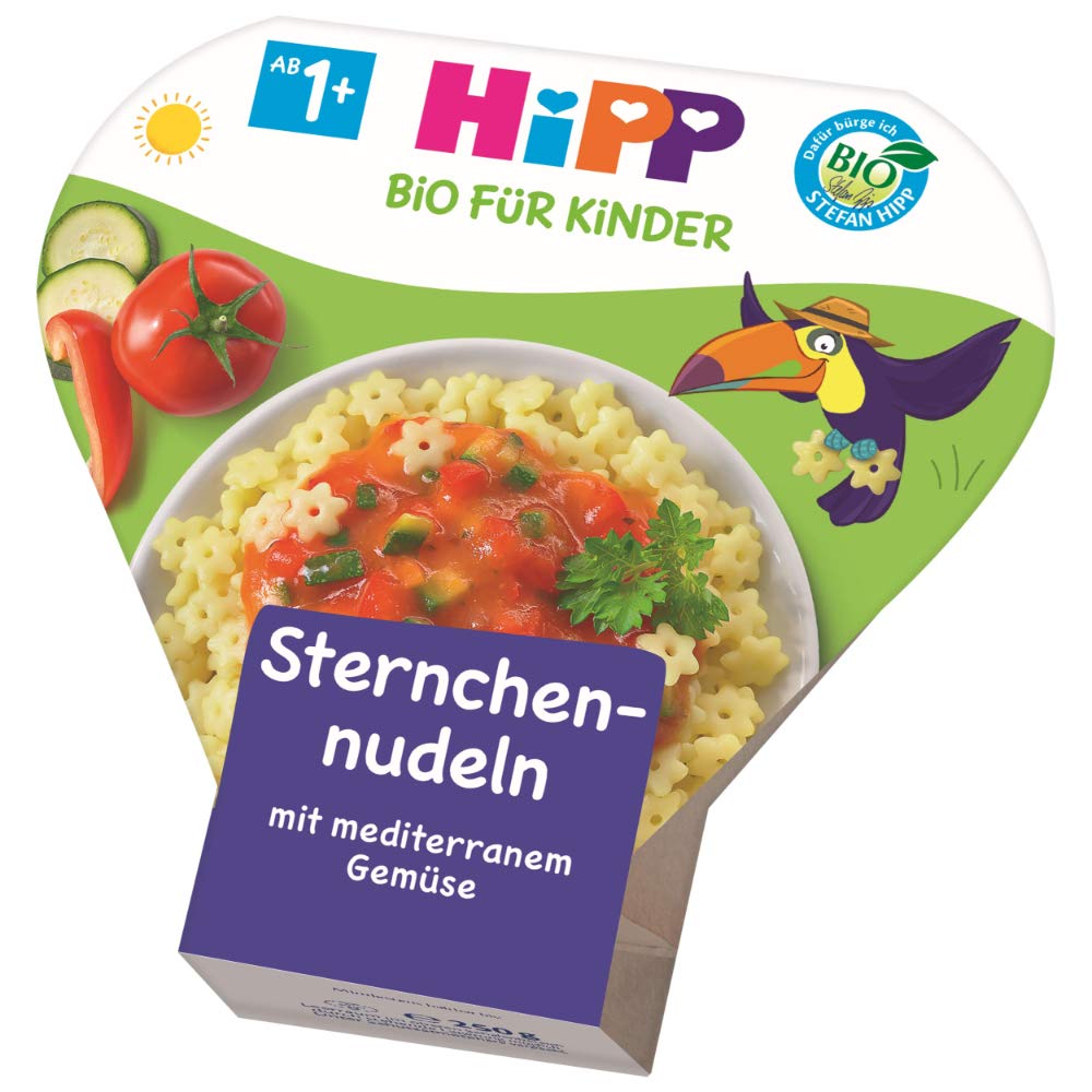 HiPP Bio für Kinder Pasta - Sternchennudeln mit mediterranem Gemüse, 6er Pack (6 x 250 g)