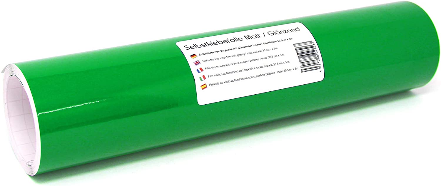 Finest Folia 3 m x 31 cm Plotter Film 105 Colours Matt/Glossy Self-Adhesive Craft Film for Plotting Furniture Film (062 Light Green, Matte)