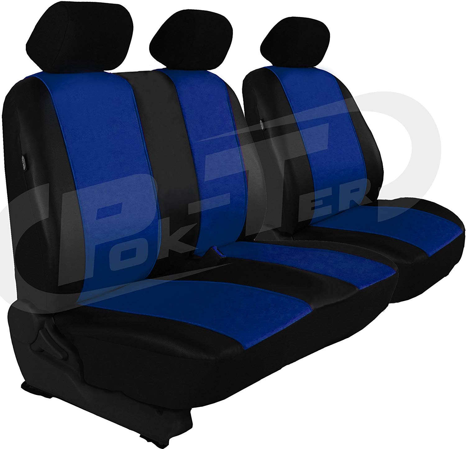 Customised Vito W447 Driver\'s Seat and 2 Passenger Seat Seat Cover Faux Leather Colour 7 Colours Other Offers. (Blue)