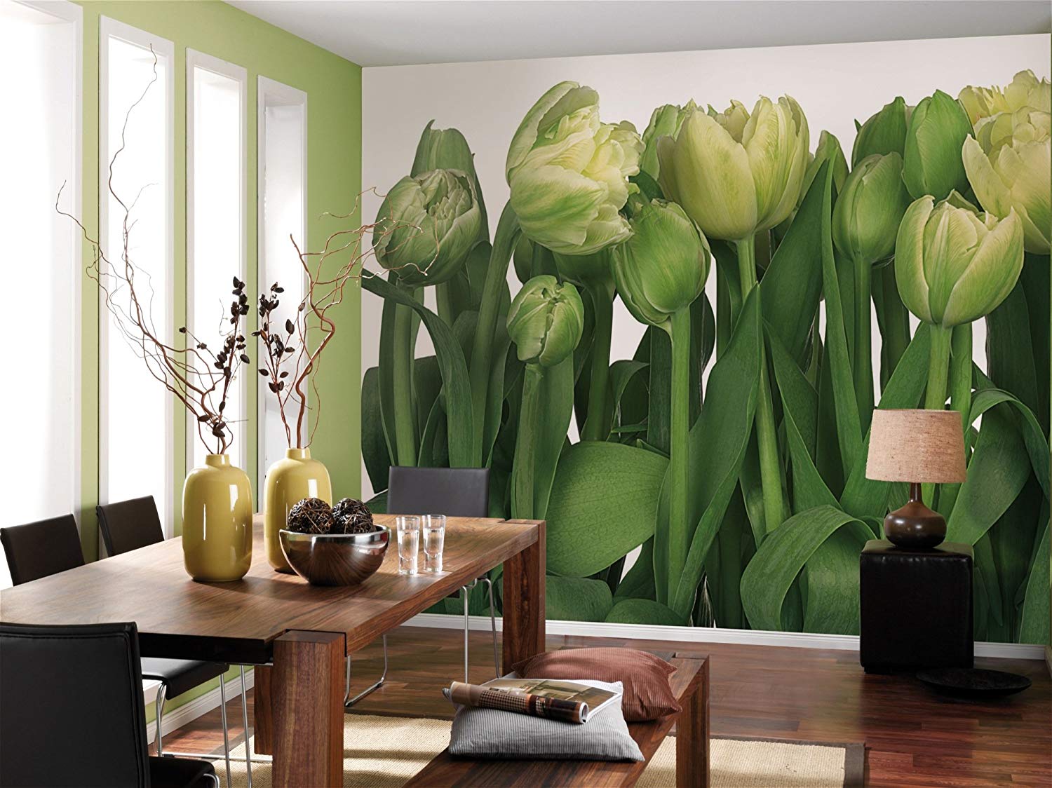 Komar 8/900 Wall Mural 368 X 254 Cm Tulip Flowers – Green (Pack Of 8)