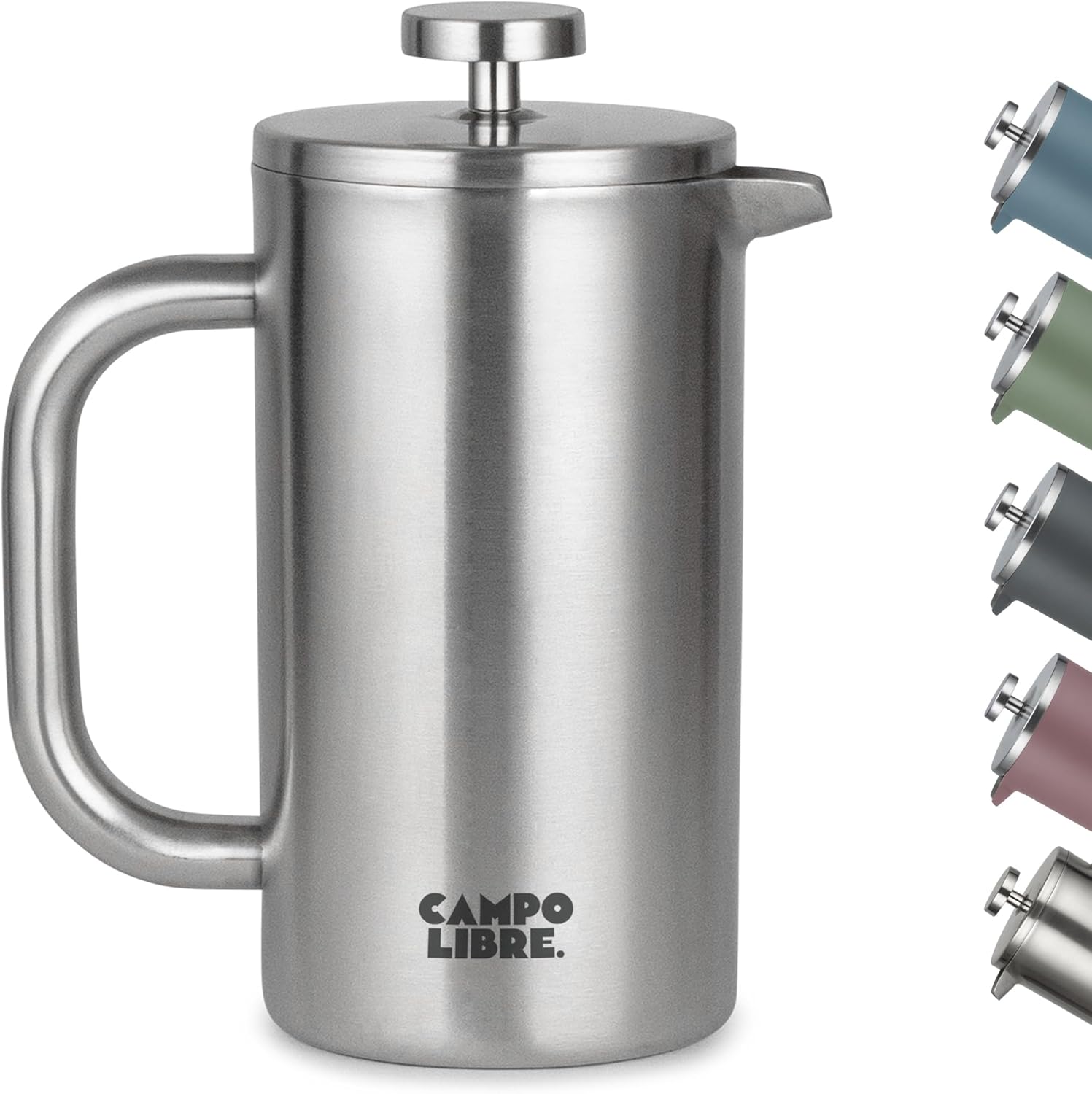 Campo Libre.® Giorgio. French Press I Coffee Maker Made of Double-Walled Stainless Steel 0.6 L I Plastic-Free Coffee Press with Thermal Function Including Replacement Filter I Coffee Maker I 100%