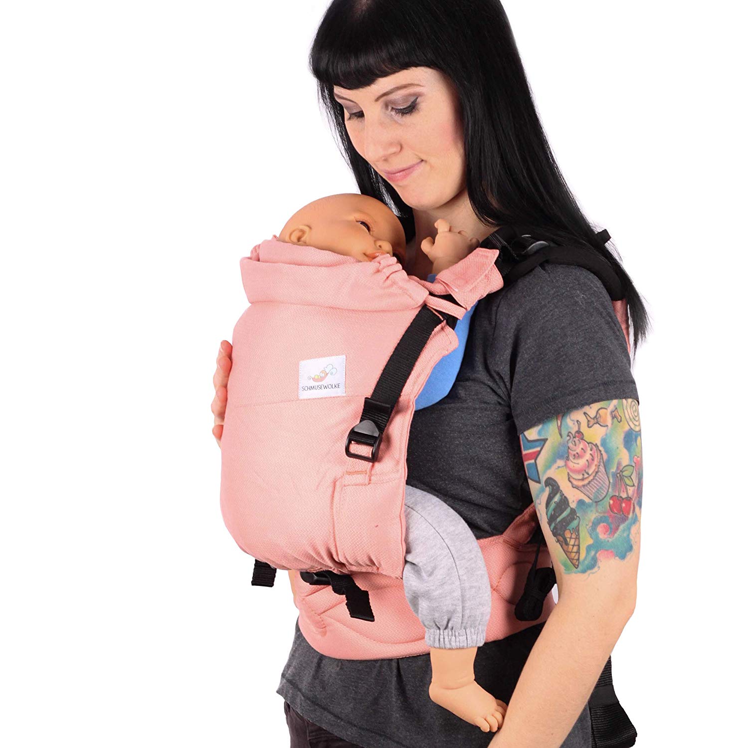 Schmusewolke Baby Carrier For Newborns And Toddlers With Organic Cotton And Comfort Full Buckle, Front and Back Carrier
