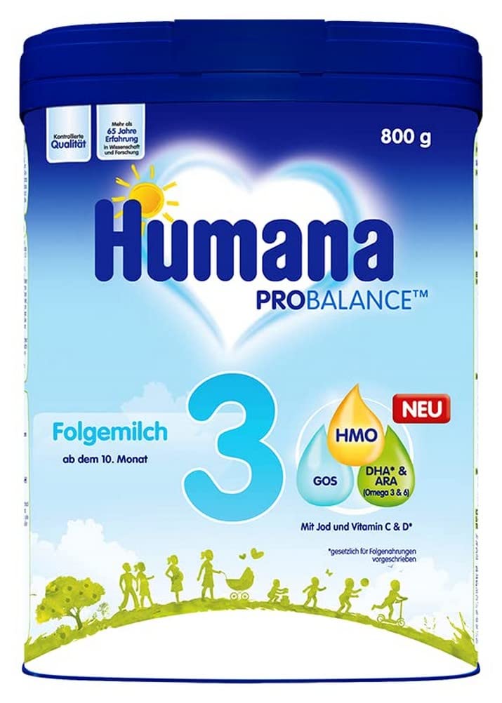 Humana PROBALANCE Folgemilch 3, ab dem 10. Monat, Babynahrung im Anschluss an das Stillen, einer Anfangsnahrung oder einer Folgemilch 2, ideal zum Zufüttern, 800 g