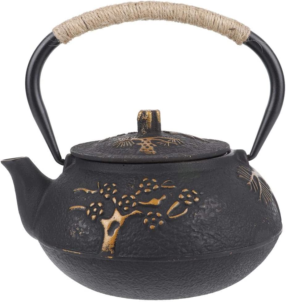 Fdit Cast Iron Teapot Corrosion Resistant Kettle 0.9 L for Home Use