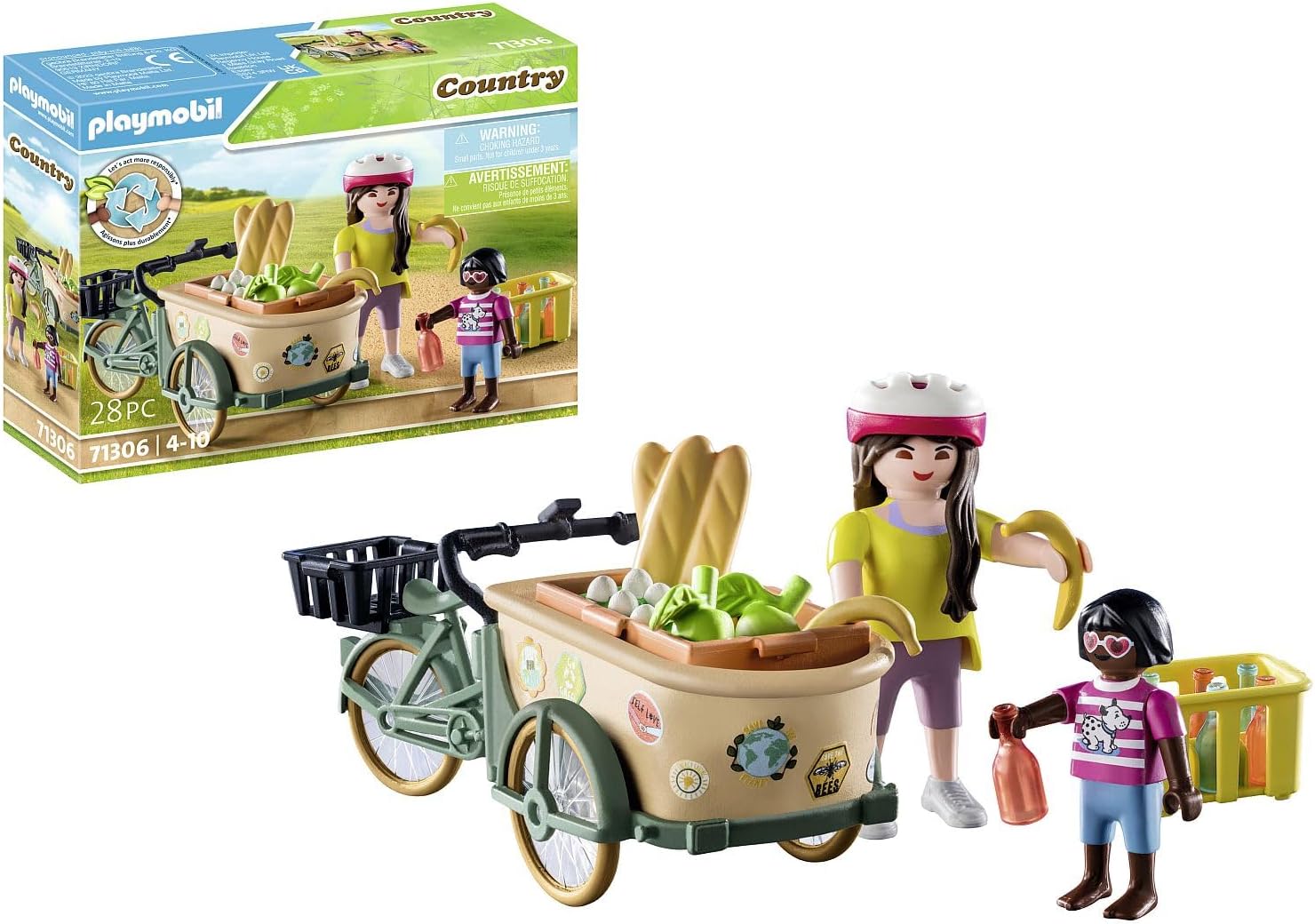 PLAYMOBIL Country 71306 Cargo Bike, Practical and Environmentally Friendly Transport, Convenient Transport of Shopping and Exciting Adventures, Toy for Children from 4 Years