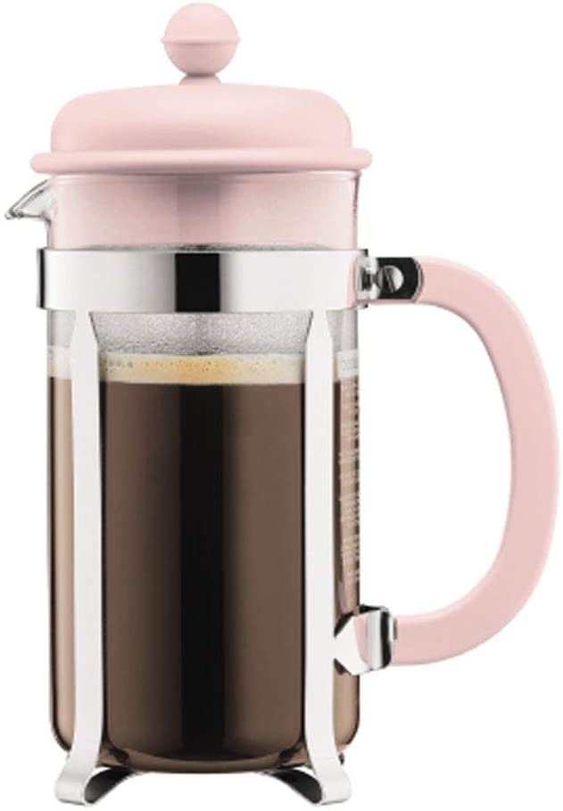 kitchenfun Bodum Special Edition Coffee Maker French Press Press Filter Jug Approx. 8 cups, high quality borosilicate glass/plastic/stainless steel, approx. 17.5 x 11.7 x 24.2 cm, volume approx. 1.0 Litre Pastel Pink Coffee Measuring Spoon