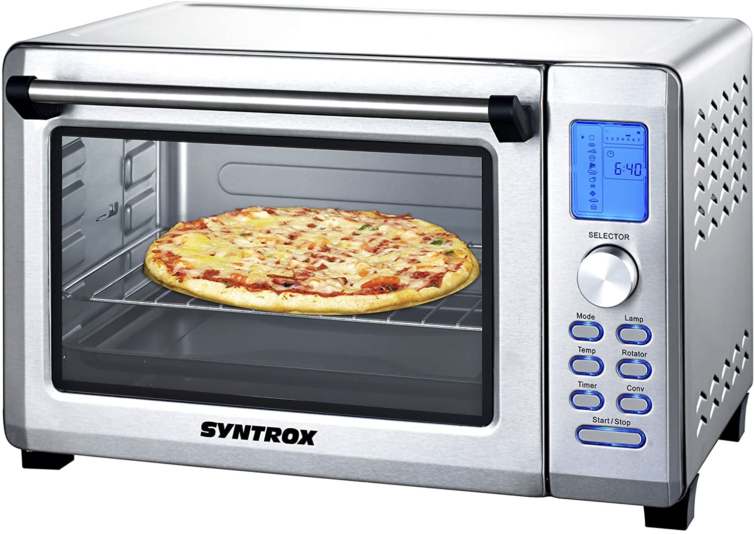 Syntrox Germany 38 Litre Digital Stainless Steel Mini Stand Oven with Recirculation and Rotisserie Mini Oven Pizza Oven