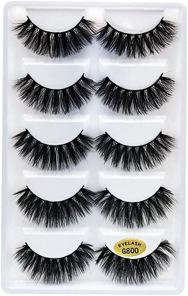 U/K Attractive5 Pairs of 3D Fake Eyes, Handmade Dramatic Thick, False Natural Fluffy Eyelashes, Soft Eyelashes for Women, Make Up (G800), shown ‎????