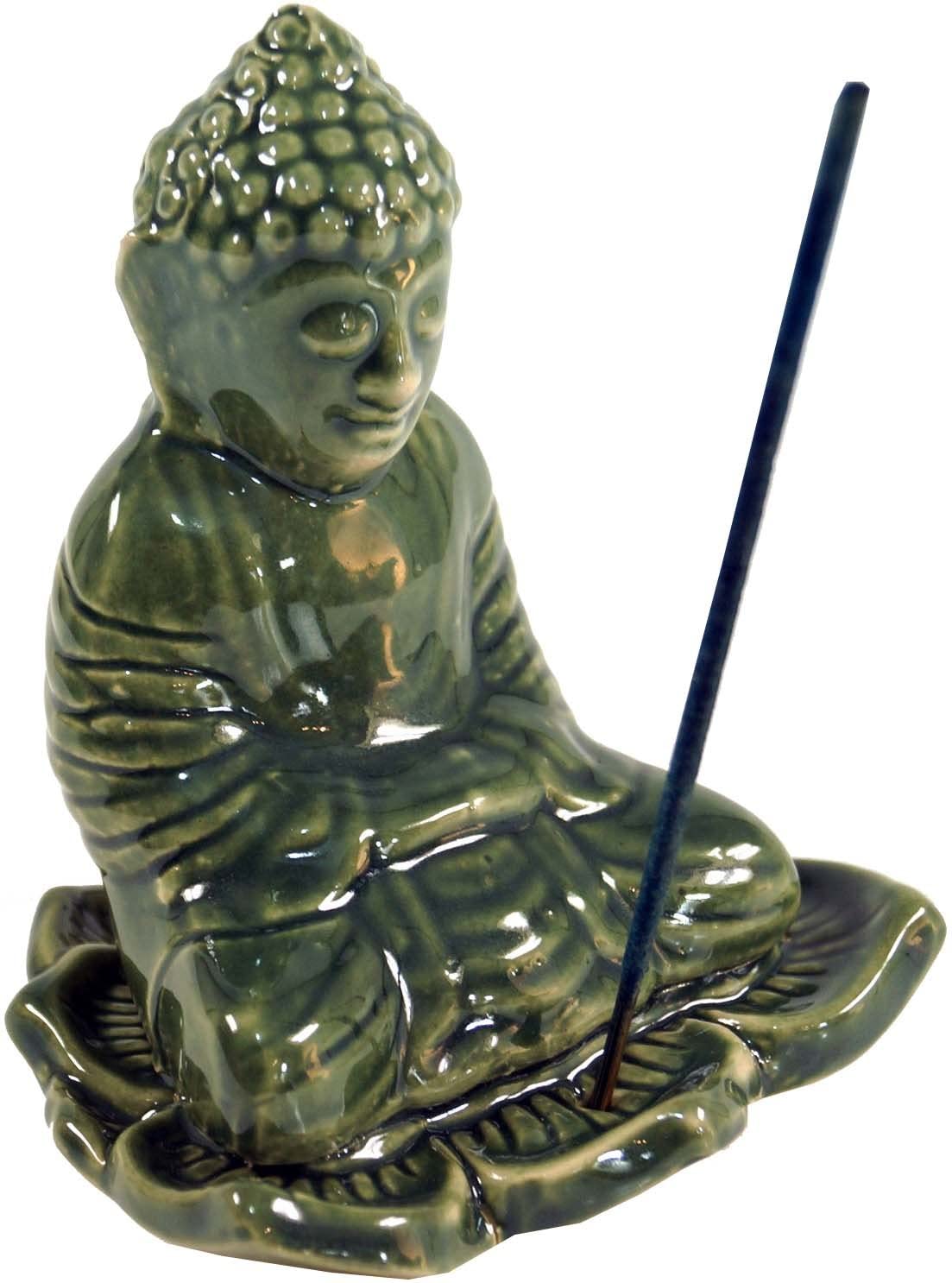 Incense Holder, Buddha Incense Holder Ceramic Green/