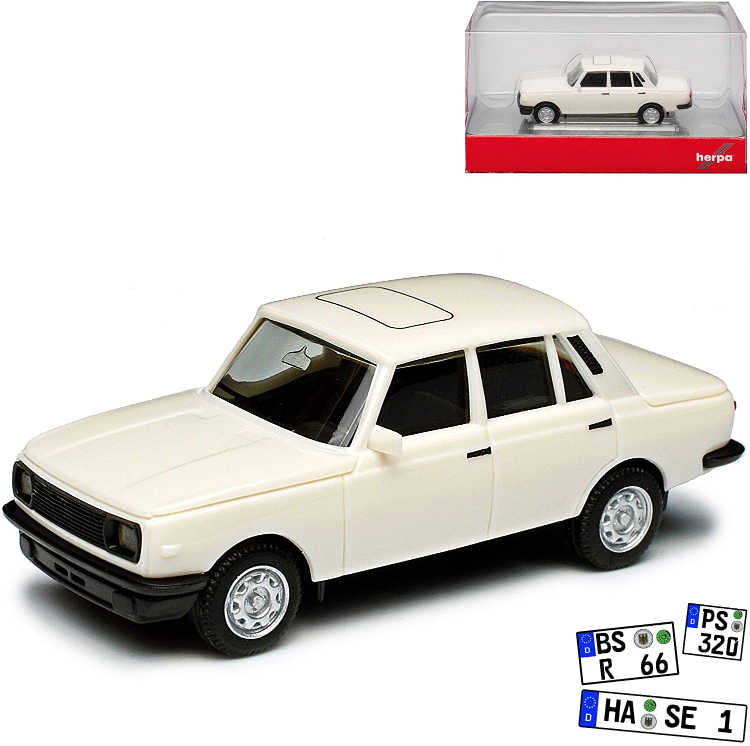 Wartburg 353 Saloon White 1966-1989 H0 1/87 Herpa Model Car With Or Without
